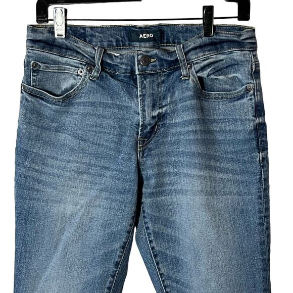 Aero Women's Stone Wash Skinny Stretch Distressed Straight Leg Jeans Sz 30/32 - Picture 2 of 7